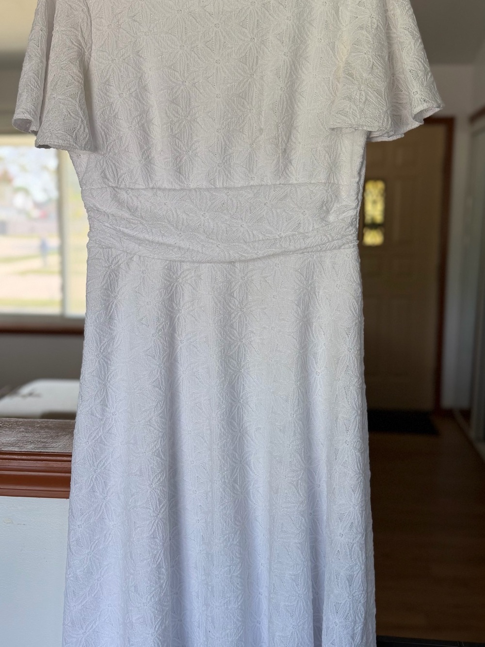 Perceptions White Textured Midi Dress